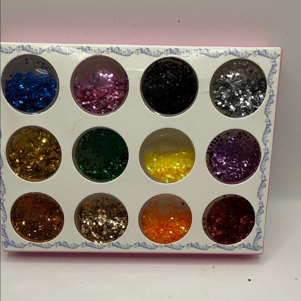12-Color Chunky Glitter Mix Palette - Assorted Metallic Shades